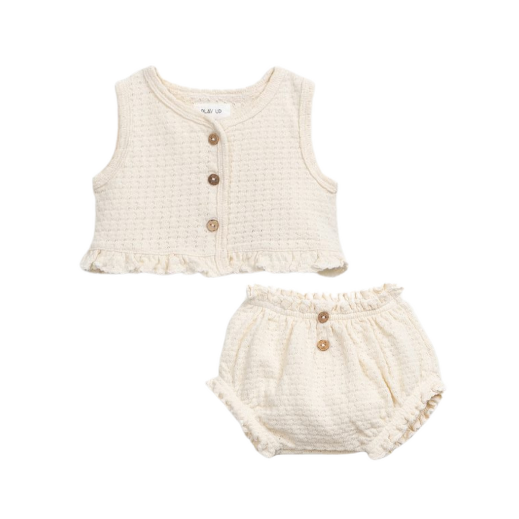 Play Up - Organic Knit Tank Top + Bloomers Set - Cream-Sets-0-3M-Posh Baby