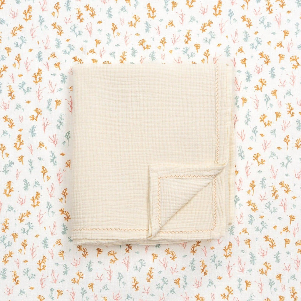 Play Up - Organic Muslin Swaddle - Cream-Swaddle Blankets-Posh Baby
