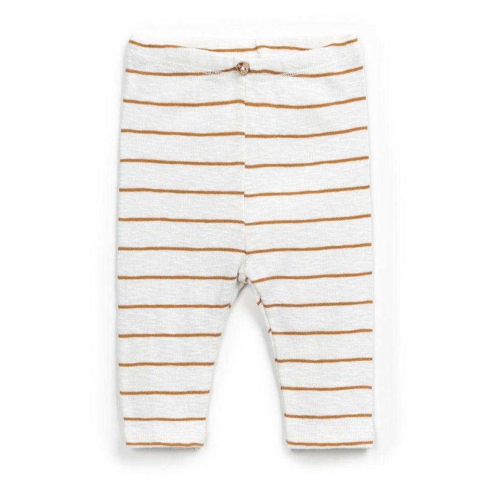 Play Up - Organic Ribbed Leggings - Caramel Stripe-Bottoms-Newborn-Posh Baby