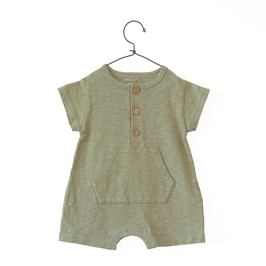 Play Up - Organic Shortie Romper - Sage Green-Footies + Rompers (Fashion)-0-3M-Posh Baby