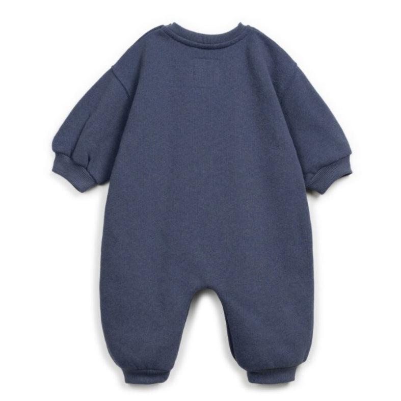 PlayUp - Fleece Jumpsuit - Smokey Blue-Footies + Rompers (Fashion)-0-3M (3M)-Posh Baby