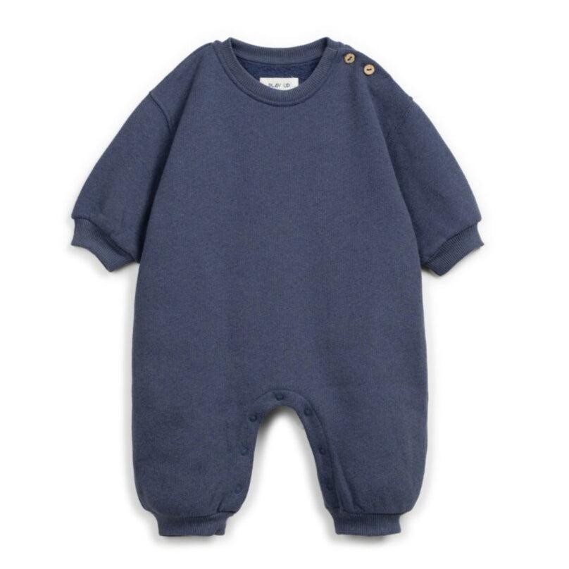 PlayUp - Fleece Jumpsuit - Smokey Blue-Footies + Rompers (Fashion)-0-3M (3M)-Posh Baby