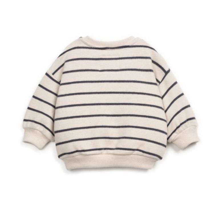 PlayUp - Jersey Sweatshirt - Granite + Cream Stripe-Long Sleeves-0-3M (3M)-Posh Baby