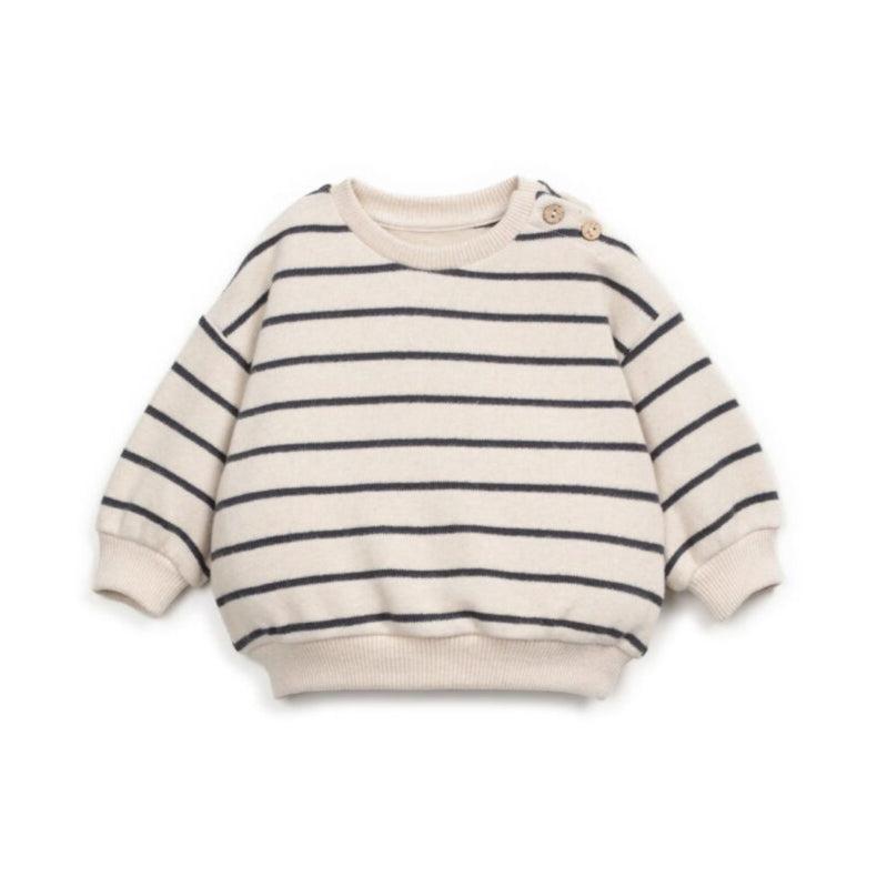 PlayUp - Jersey Sweatshirt - Granite + Cream Stripe-Long Sleeves-0-3M (3M)-Posh Baby