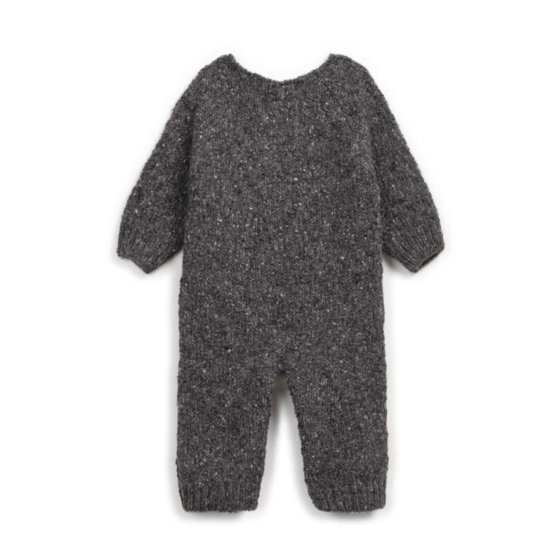 PlayUp - Knit Jumpsuit - Grey Speckle-Footies + Rompers (Fashion)-Newborn (0M/1M)-Posh Baby