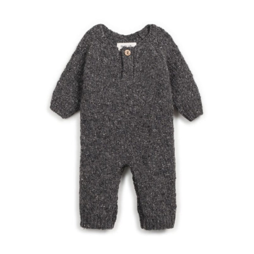 PlayUp - Knit Jumpsuit - Grey Speckle-Footies + Rompers (Fashion)-Newborn (0M/1M)-Posh Baby
