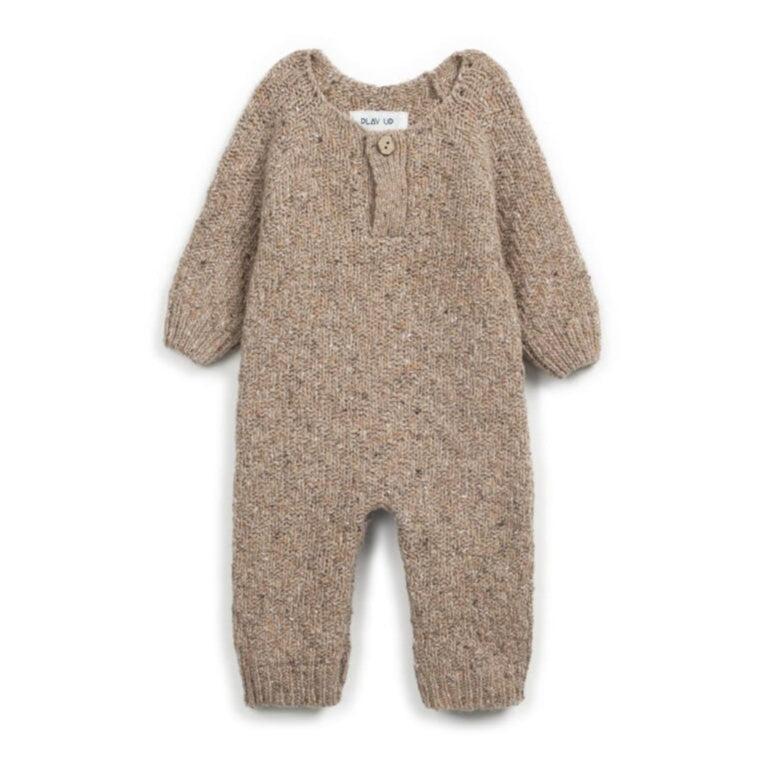 PlayUp - Knit Jumpsuit - Natural Speckle-Footies + Rompers (Fashion)-Newborn (0M/1M)-Posh Baby