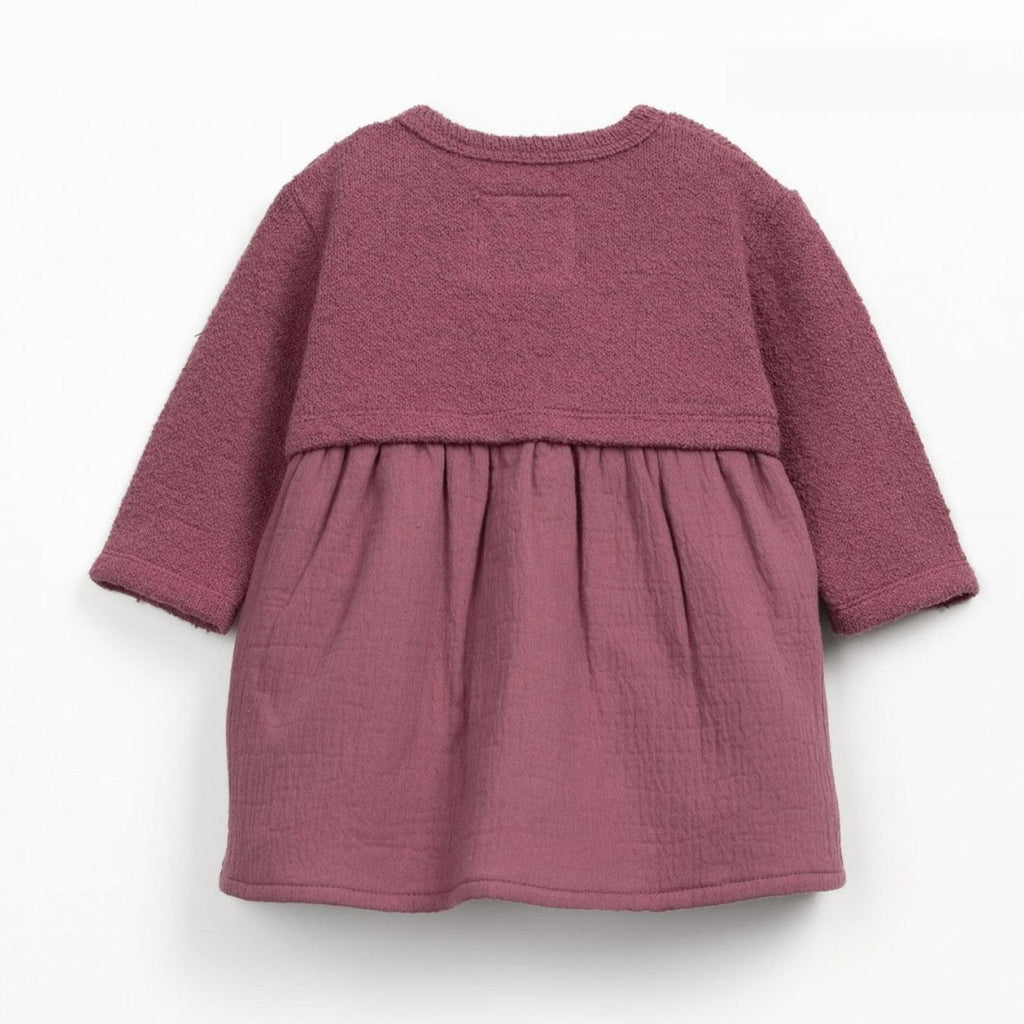 PlayUp - Knit + Muslin Long Sleeve Dress - Berry Mauve-Long Sleeves-0-3M (3M)-Posh Baby