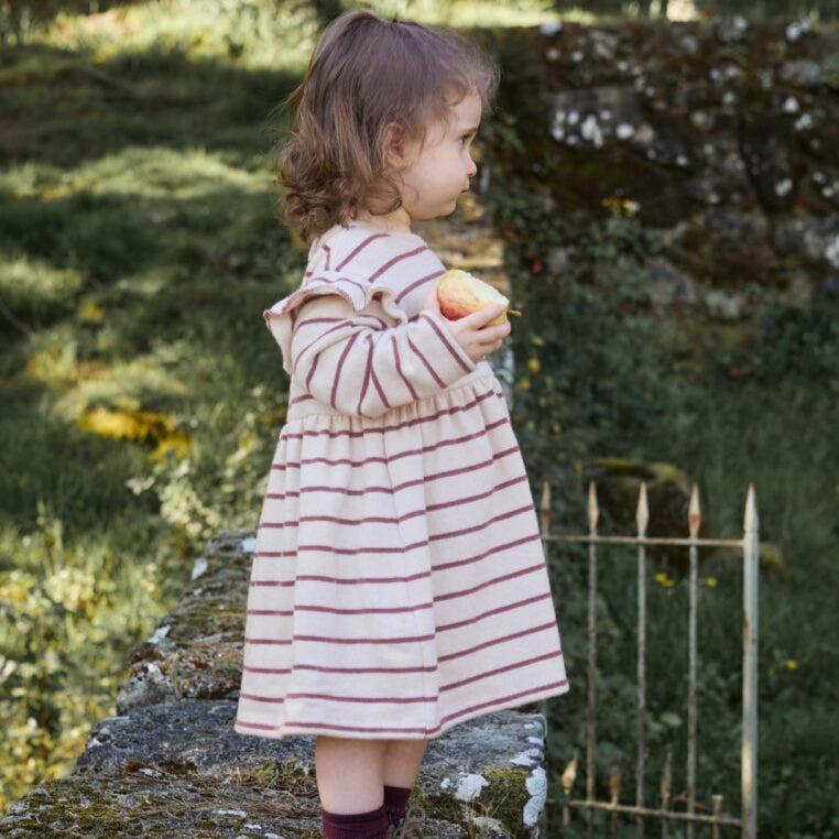 PlayUp - Long Sleeve Dress - Berry Stripe-Dresses-0-3M (3M)-Posh Baby