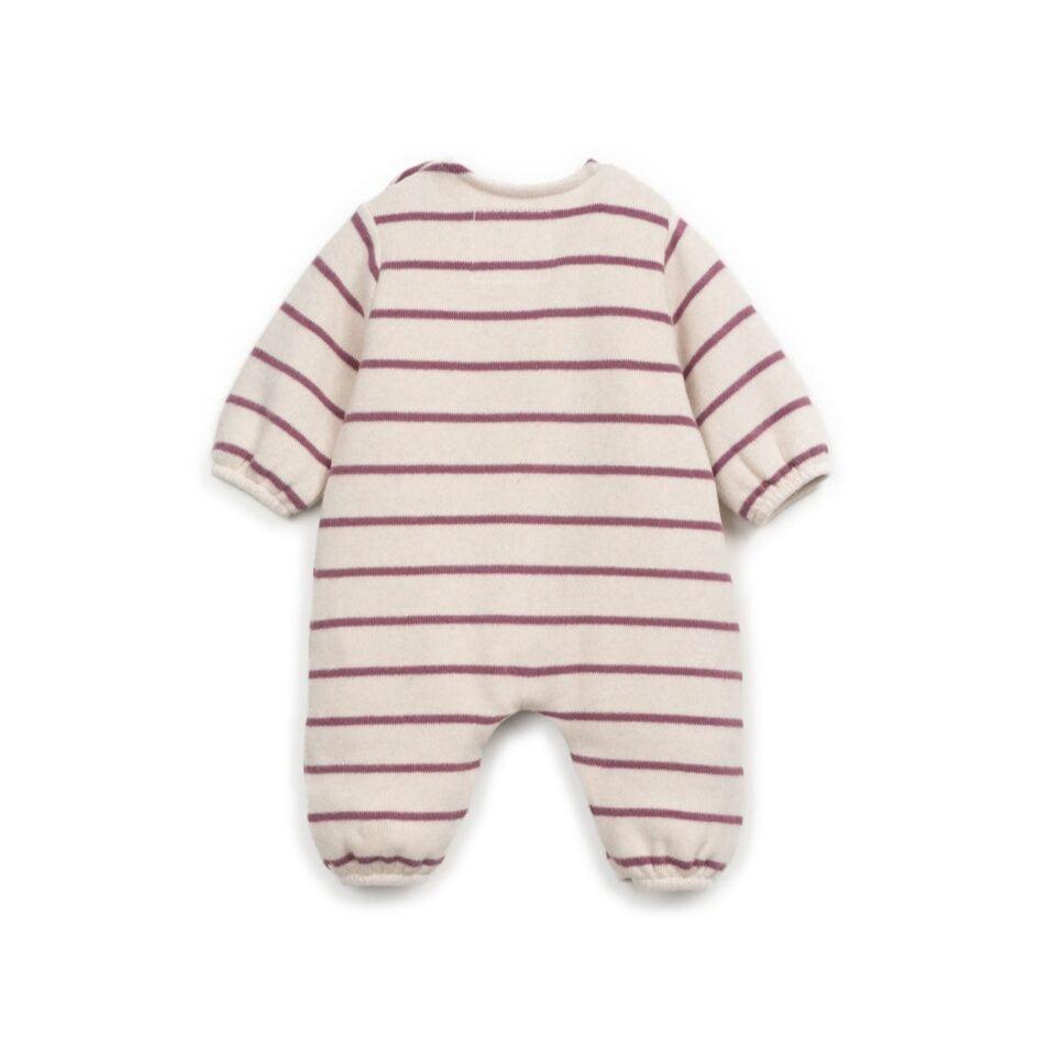 PlayUp - Striped Flamé Jersey Jumpsuit - Berry Stripe-Footies + Rompers (Fashion)-Newborn (1M)-Posh Baby