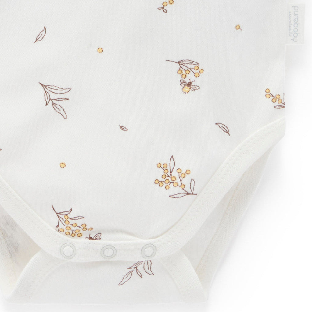 Purebaby - Organic Short Sleeve Bodysuit (2-Pack) - Wheat-Onesies-Newborn-Posh Baby