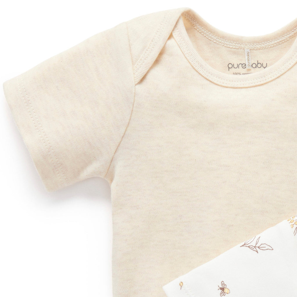 Purebaby - Organic Short Sleeve Bodysuit (2-Pack) - Wheat-Onesies-Newborn-Posh Baby