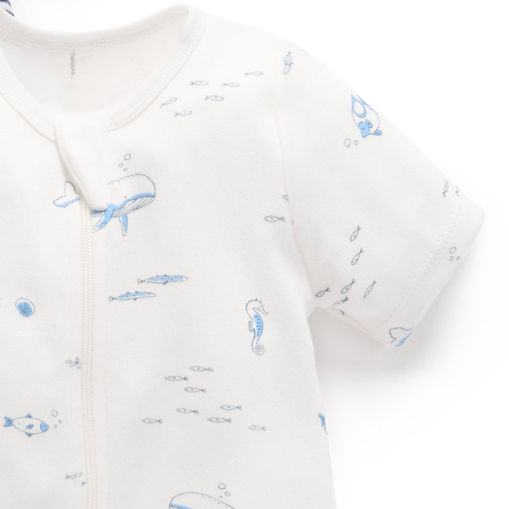 Purebaby - Organic Shortie Romper (2-Pack) - Nautical-Footies + Rompers (Basic)-Newborn-Posh Baby