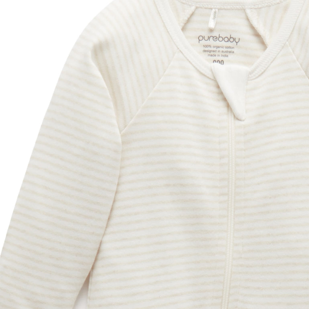 Purebaby - Organic Zipper Footie (2-Pack) - Vanilla Bear-Footies + Rompers (Basic)-Newborn-Posh Baby