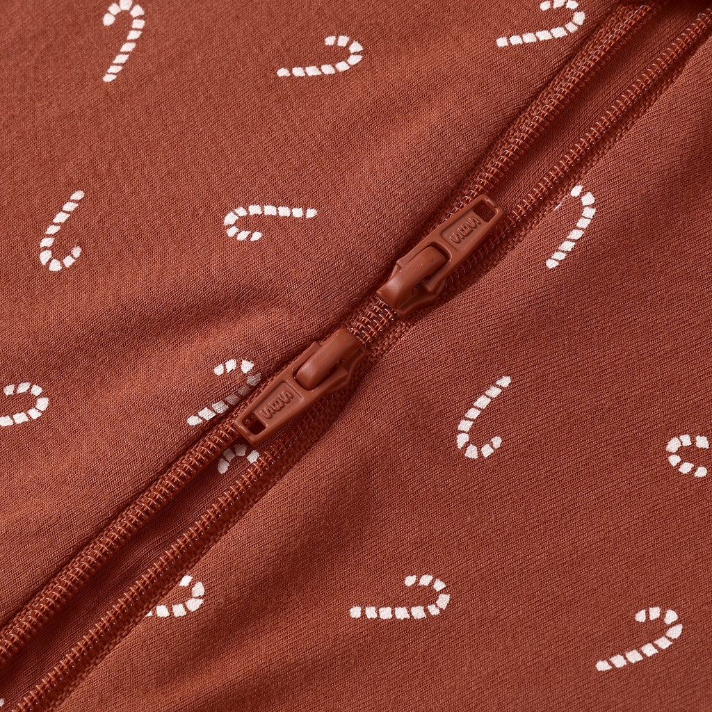 Quincy Mae - Bamboo Long Sleeve Two-Way Zipper Footie - Candy Canes-Footies + Rompers (Basic)-Newborn-Posh Baby