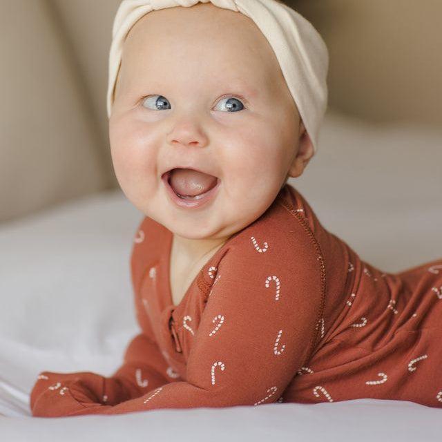 Quincy Mae - Bamboo Long Sleeve Two-Way Zipper Footie - Candy Canes-Footies + Rompers (Basic)-Newborn-Posh Baby