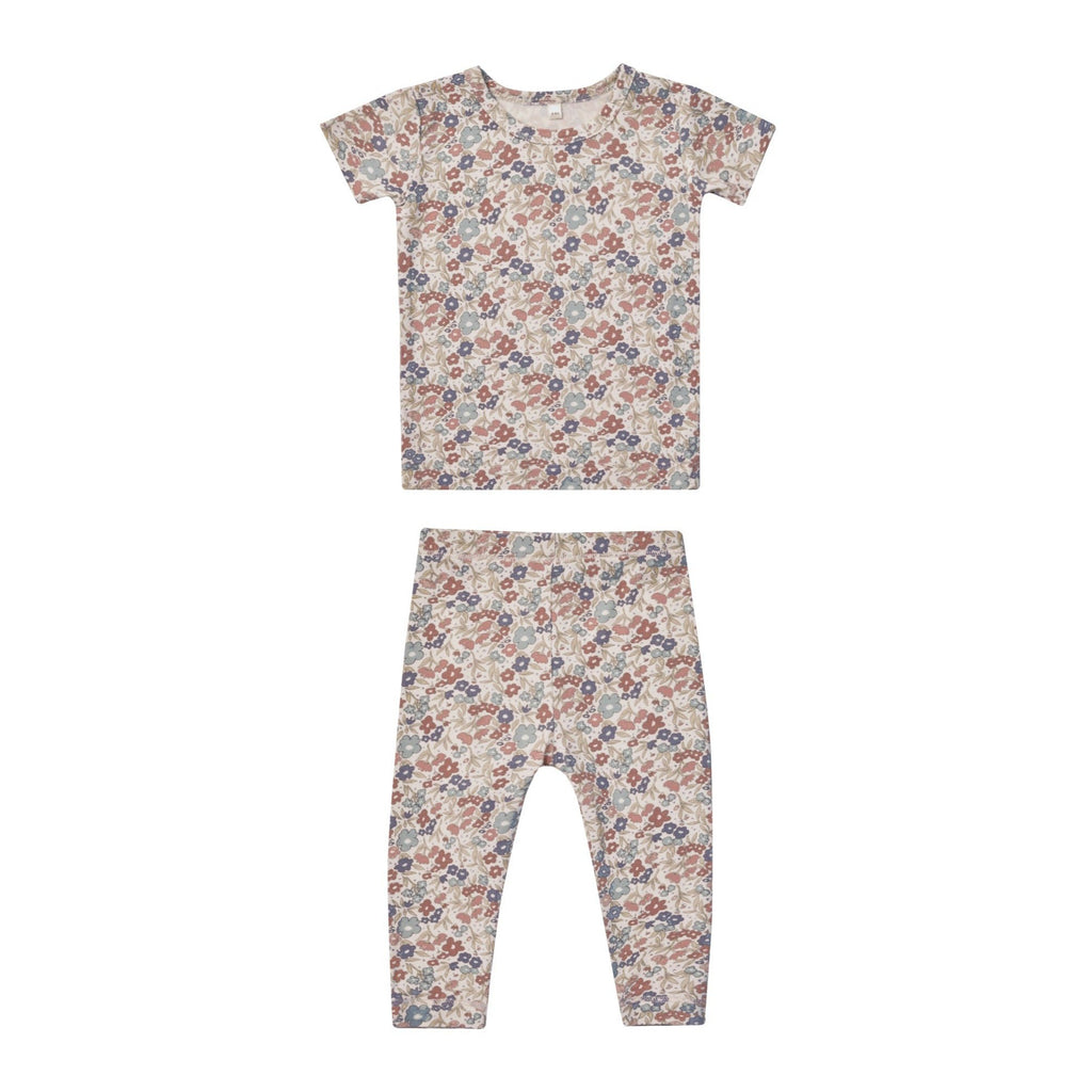 Quincy Mae - Bamboo Short Sleeve Pajama Set - Bloom-Pajama Sets-6-12M-Posh Baby
