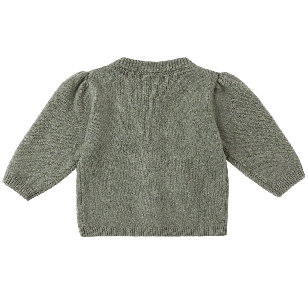 Quincy Mae - Cable Knit Cardigan - Forest-Sweaters + Cardigans + Jackets-0-3M-Posh Baby