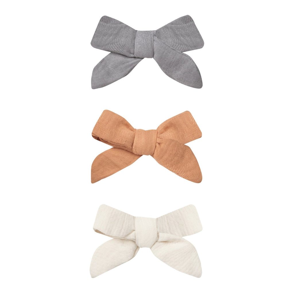 Quincy Mae - Clip-On Bow Set - Lagoon, Melon, Ivory-Hair Accessories-O/S-Posh Baby