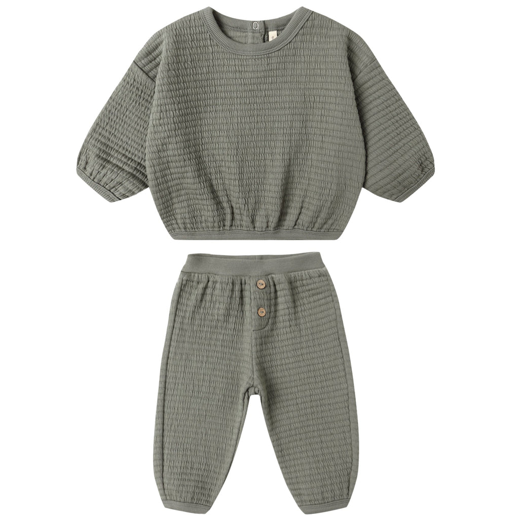 Quincy Mae - Cotton Long Sleeve Sweater + Pant Set - Forest-Sets-0-3M-Posh Baby