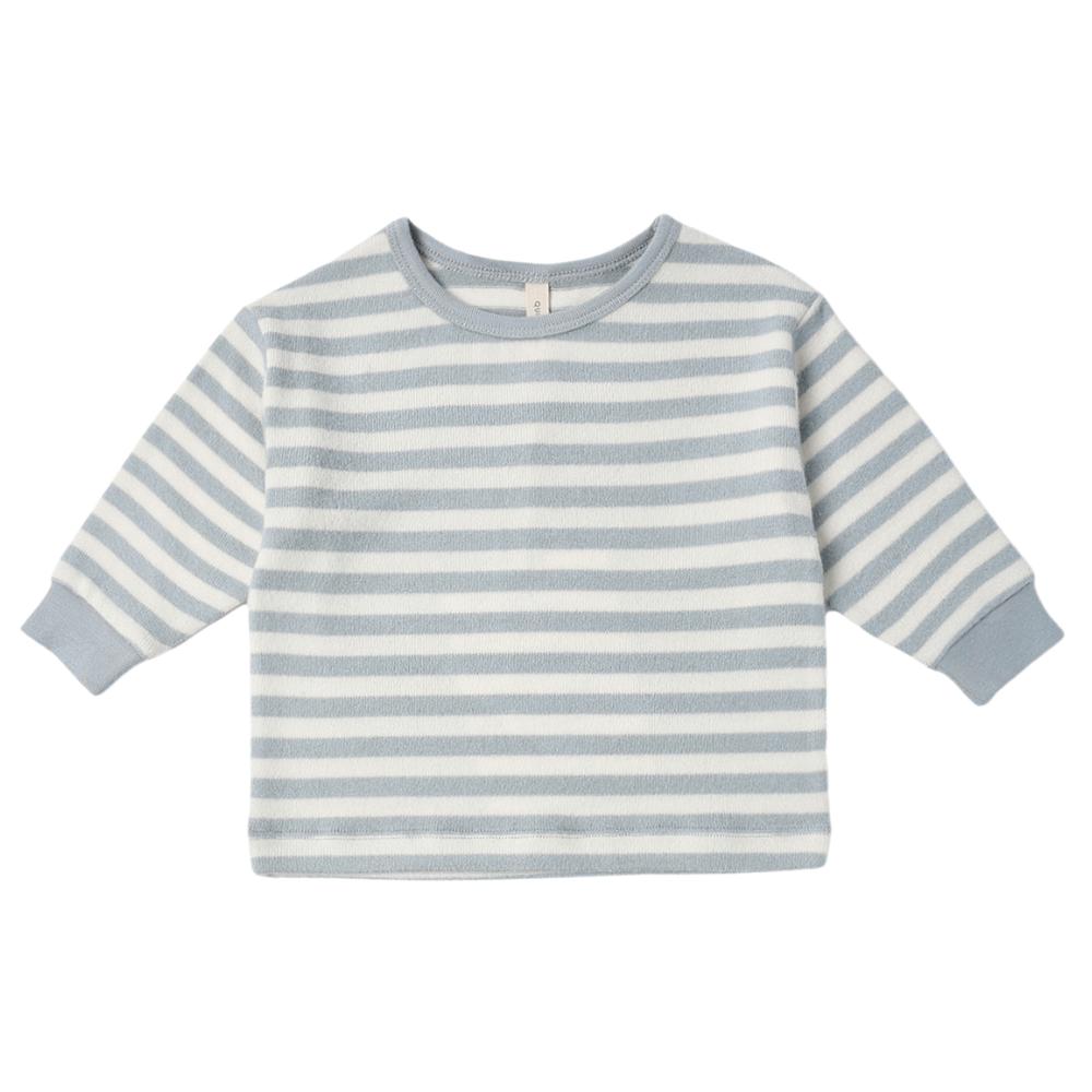 Quincy Mae - Cozy Long Sleeve Tee + Pant Set - Blue Stripe-Sets-0-3M-Posh Baby