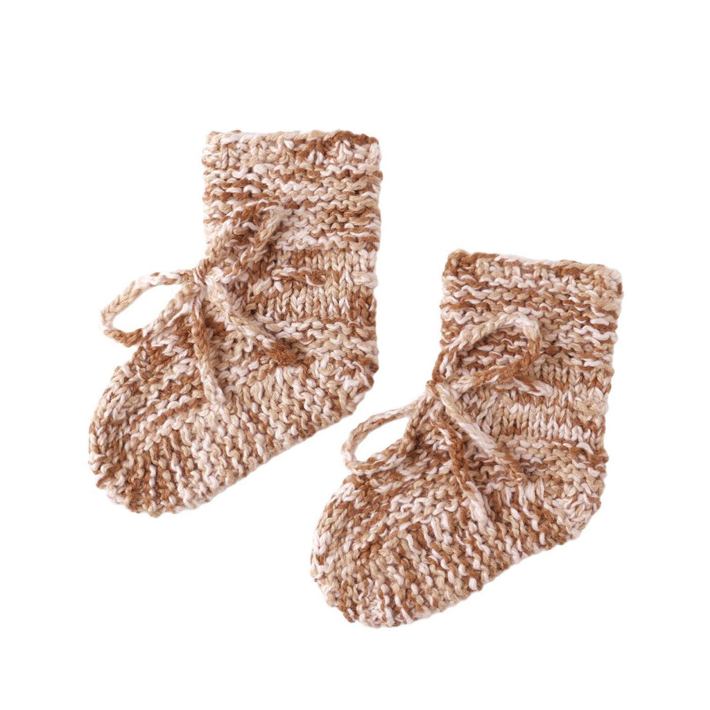 Quincy Mae - Knit Baby Booties - Heathered Cedar-Shoes + Booties-0-3M-Posh Baby