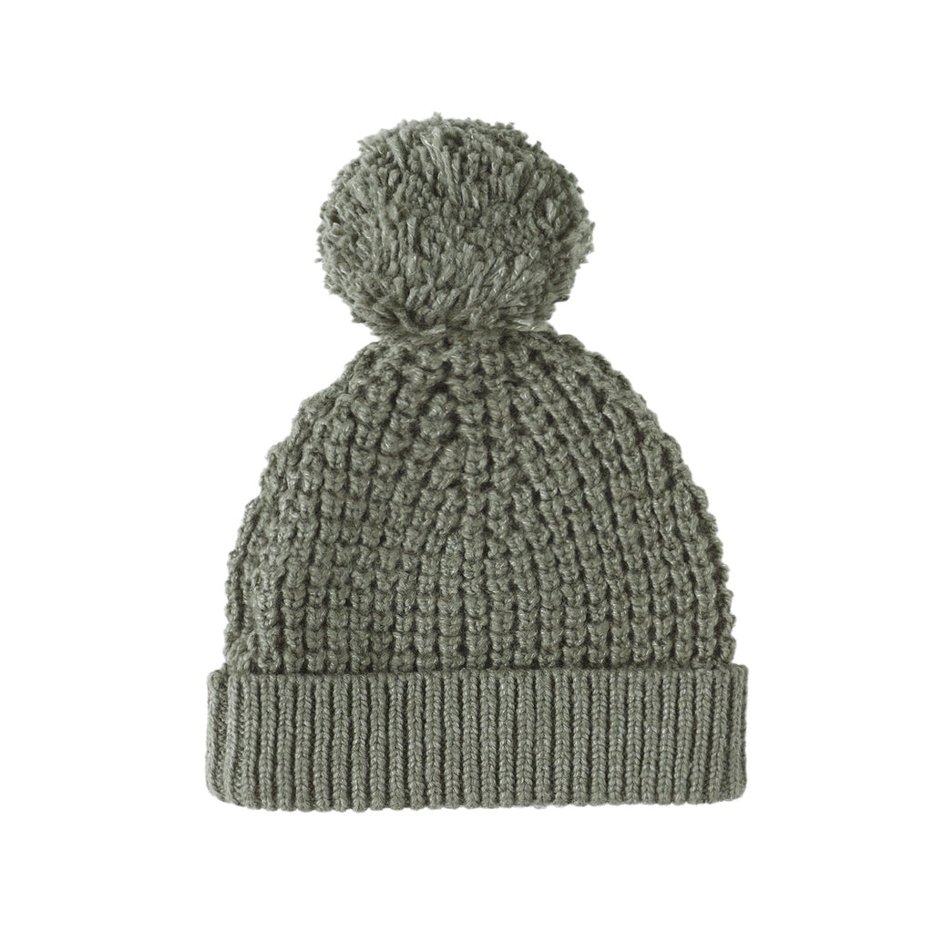 Quincy Mae - Knit Pom Pom Beanie-Hats-Forest-0-6M-Posh Baby