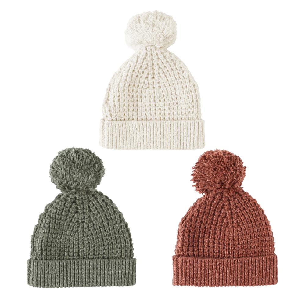 Quincy Mae - Knit Pom Pom Beanie-Hats-Forest-0-6M-Posh Baby