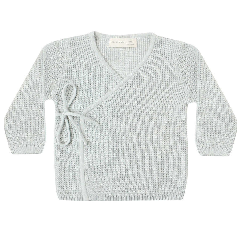 Quincy Mae - Knit Wrap Top + Footed Knit Pant - Icy Blue-Sets-Newborn-Posh Baby