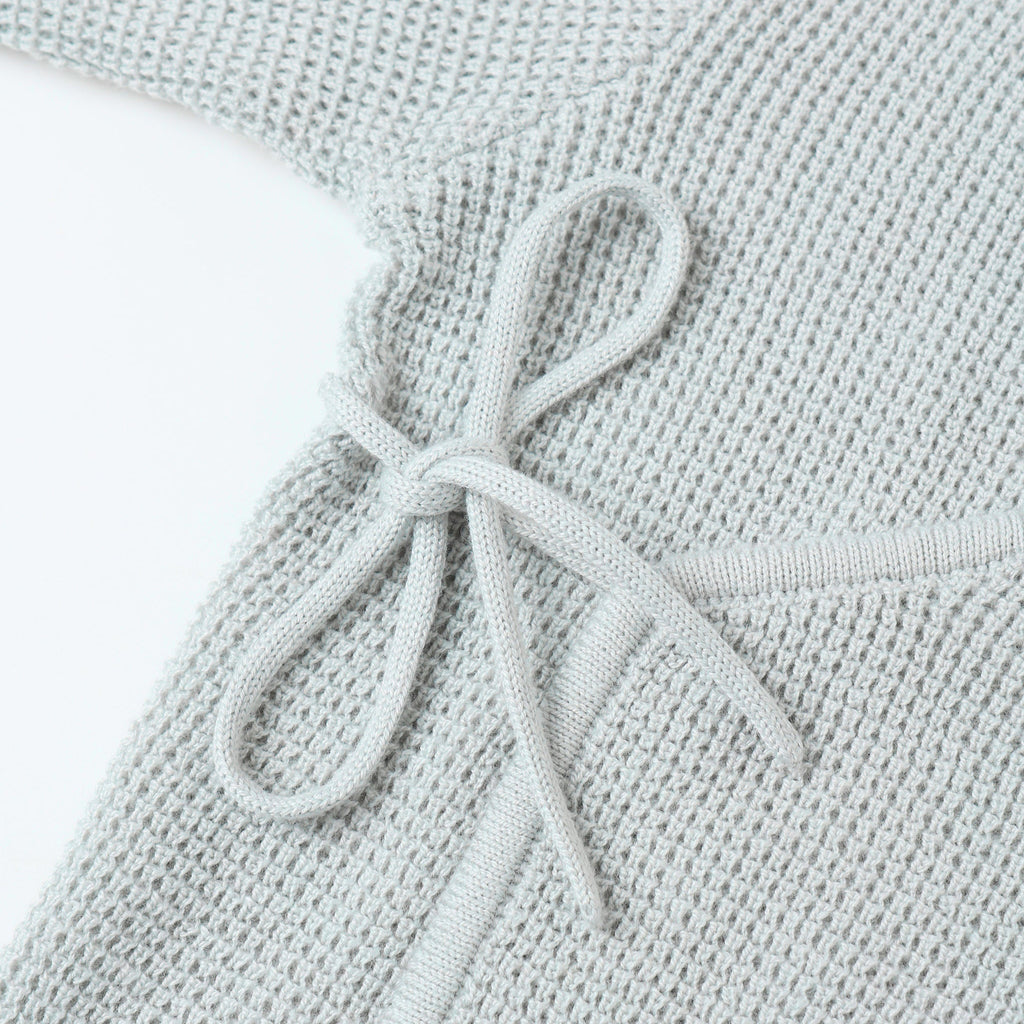 Quincy Mae - Knit Wrap Top + Footed Knit Pant - Icy Blue-Sets-Newborn-Posh Baby