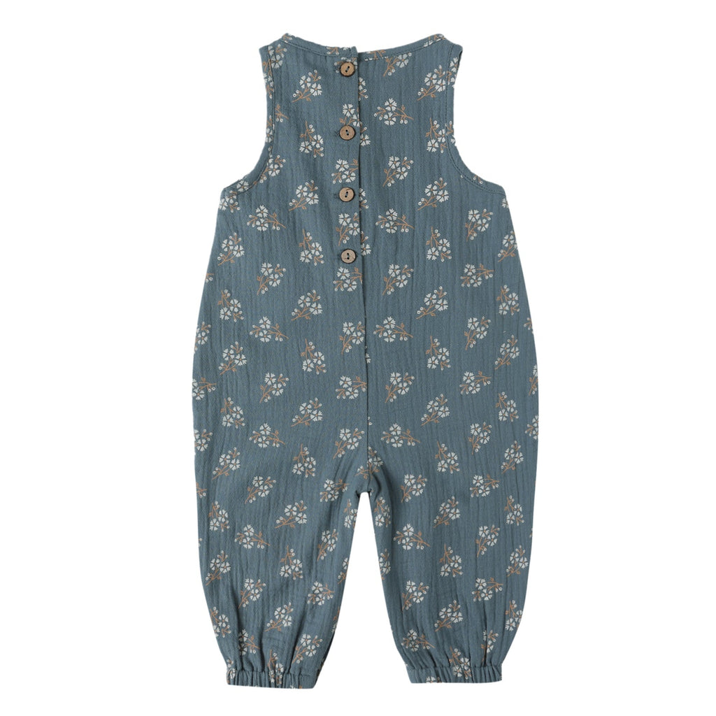 Quincy Mae - Maisie Overalls - Blue Floral-Overalls-0-3M-Posh Baby