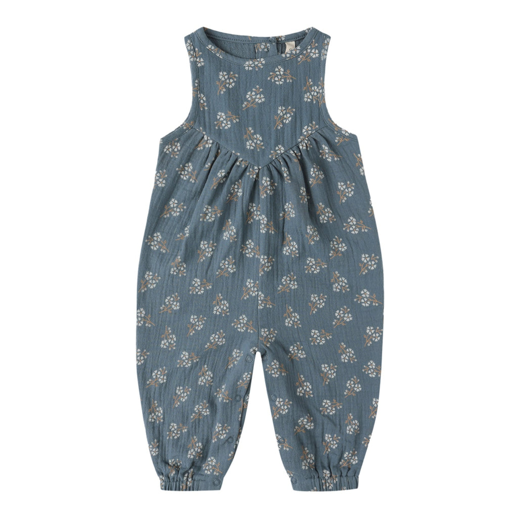 Quincy Mae - Maisie Overalls - Blue Floral-Overalls-0-3M-Posh Baby