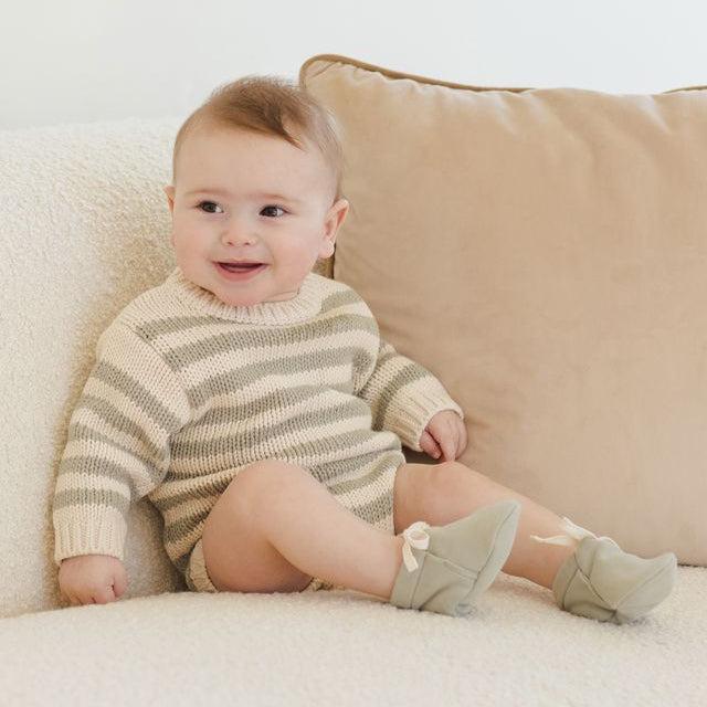 Quincy Mae - Organic Baby Booties - Fern-Shoes + Booties-0-3M-Posh Baby