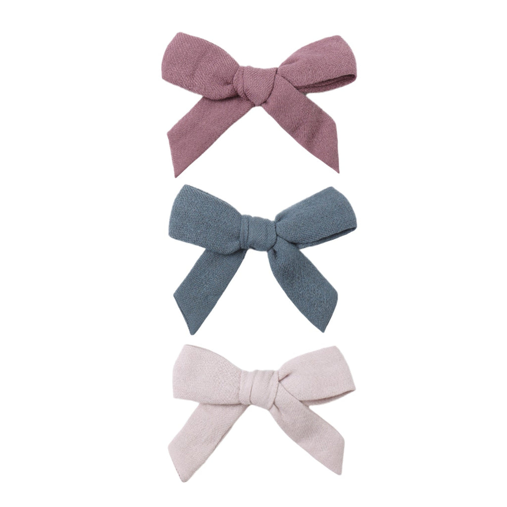 Quincy Mae - Organic Bow Clips (3-Pack) - Mulberry + Ocean + Lilac-Hair Accessories-Posh Baby