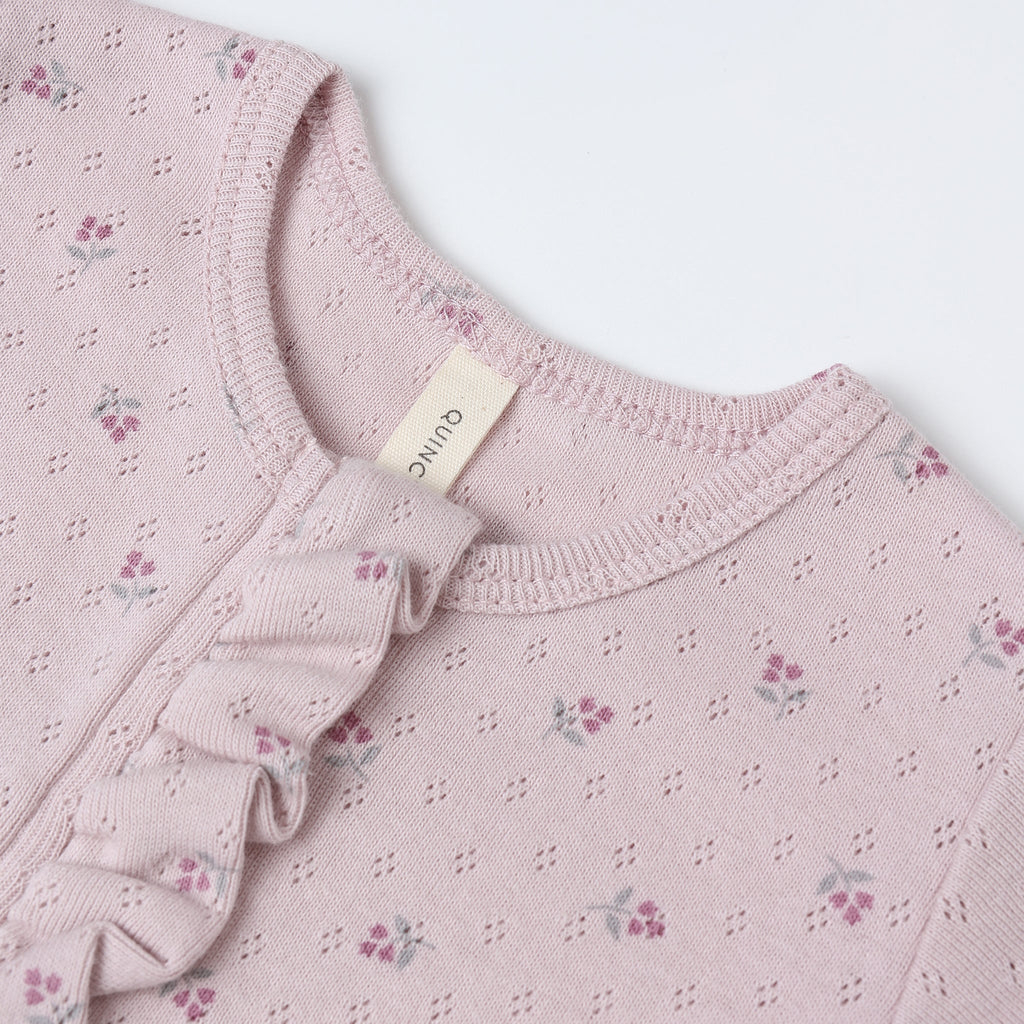 Quincy Mae - Organic Cotton Pointelle Romper - Lilac Ditsy-Footies + Rompers (Basic)-Newborn-Posh Baby