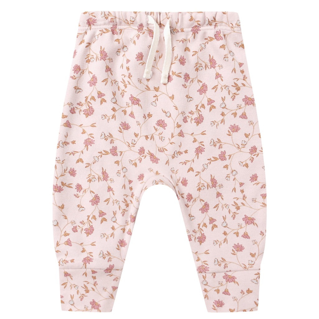 Quincy Mae - Organic Drawstring Pants - Garden-Bottoms-0-3M-Posh Baby