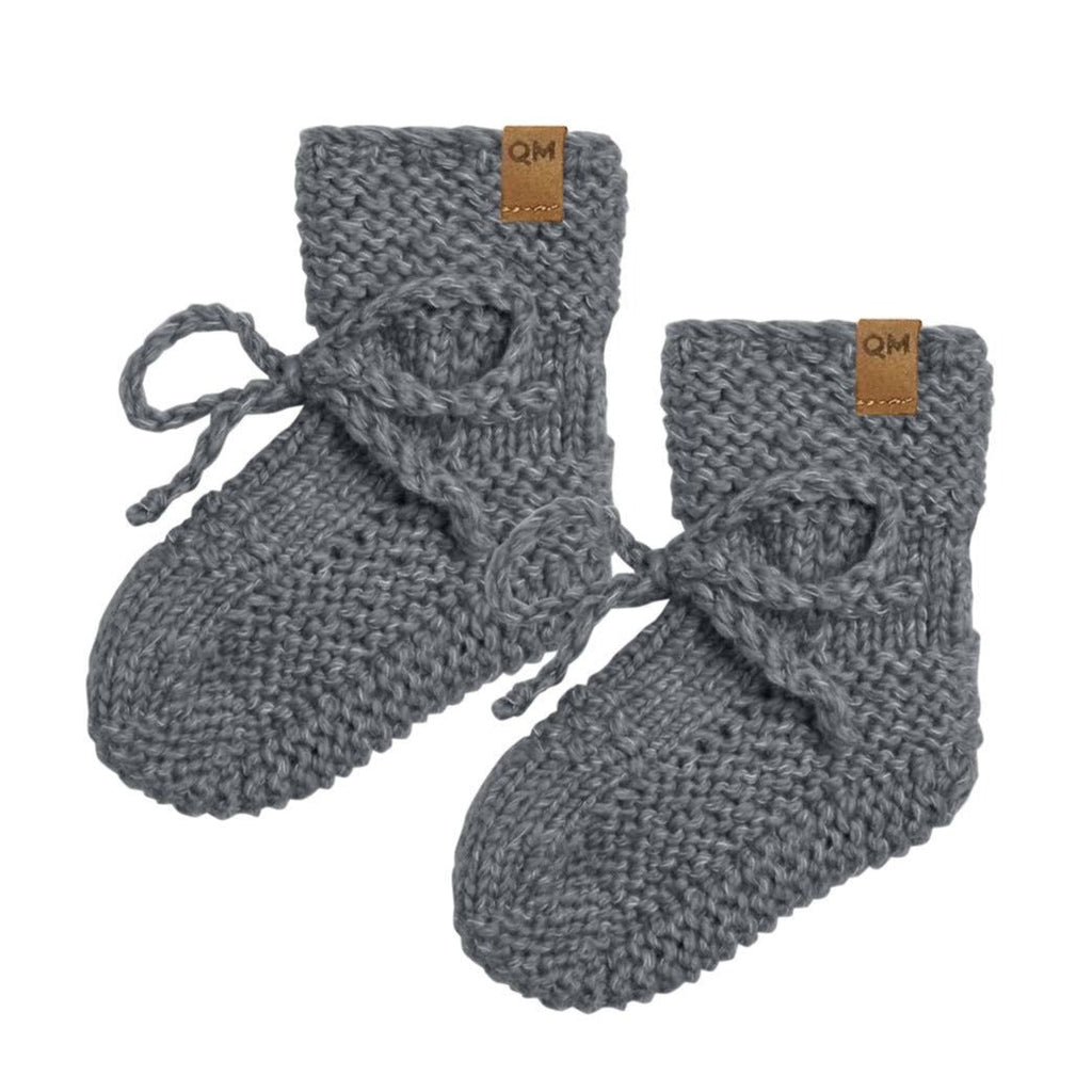 Quincy Mae - Organic Knit Booties - Navy Heathered-Shoes + Booties-6-12M-Posh Baby