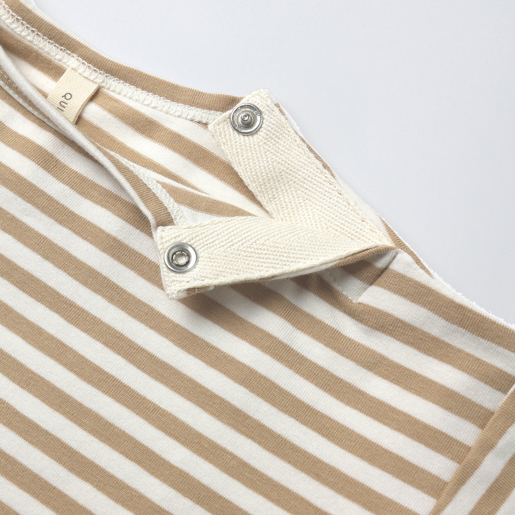 Quincy Mae - Organic Long Sleeve Tee - Gold Stripe-Long Sleeves-0-3M-Posh Baby