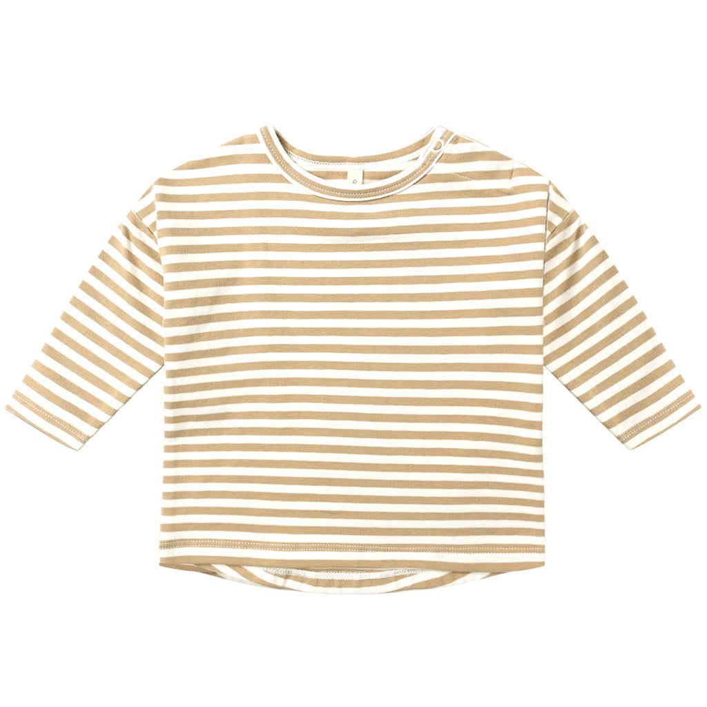Quincy Mae - Organic Long Sleeve Tee - Gold Stripe-Long Sleeves-0-3M-Posh Baby