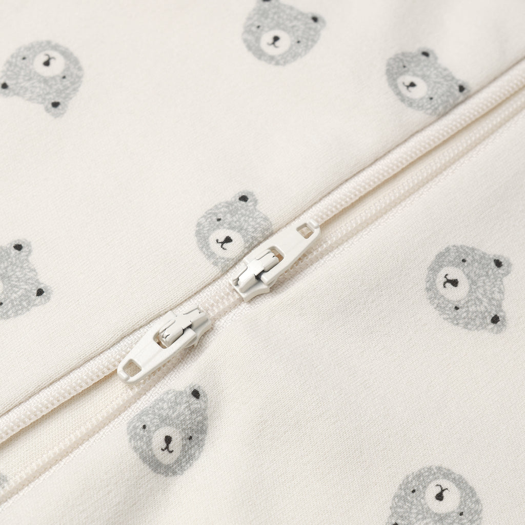 Quincy Mae - Organic Long Sleeve Zipper Footie - Bears-Footies + Rompers (Basic)-0-3M-Posh Baby