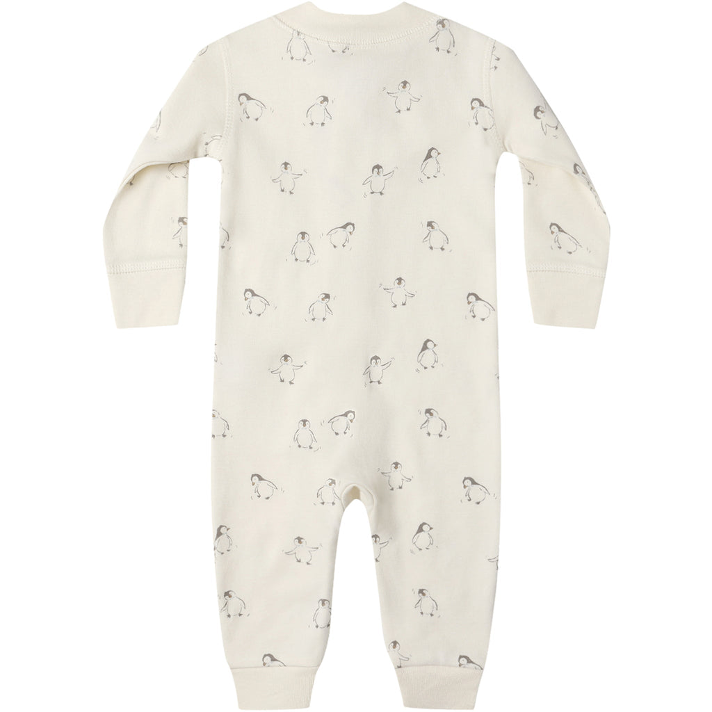 Quincy Mae - Organic Long Sleeve Zipper Romper - Penguins-Footies + Rompers (Basic)-0-3M-Posh Baby