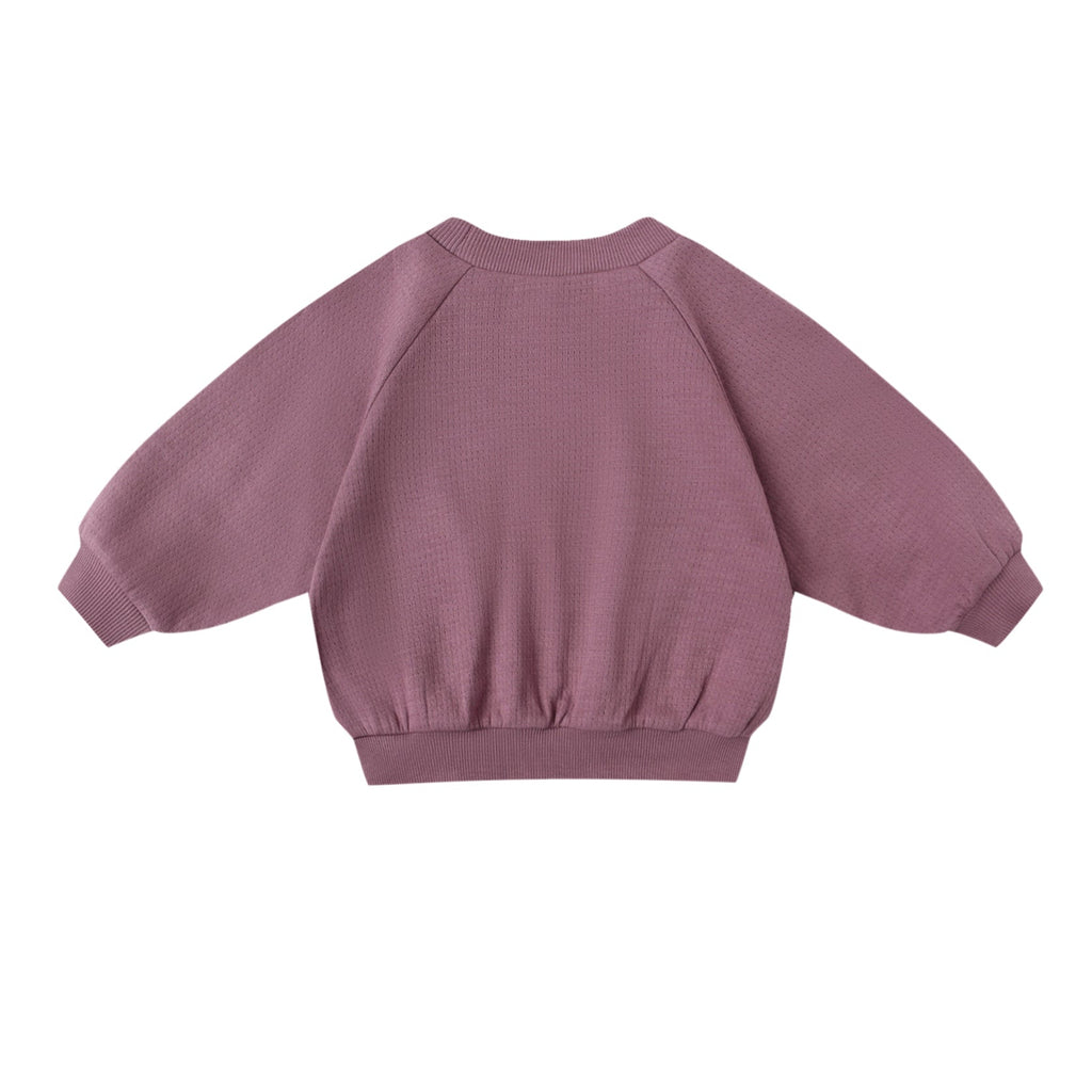Quincy Mae - Organic Pointelle Pocket Sweatshirt - Mulberry-Long Sleeves-0-3M-Posh Baby