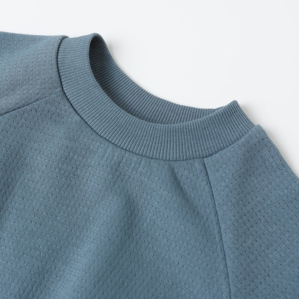 Quincy Mae - Organic Pointelle Pocket Sweatshirt - Ocean-Long Sleeves-0-3M-Posh Baby