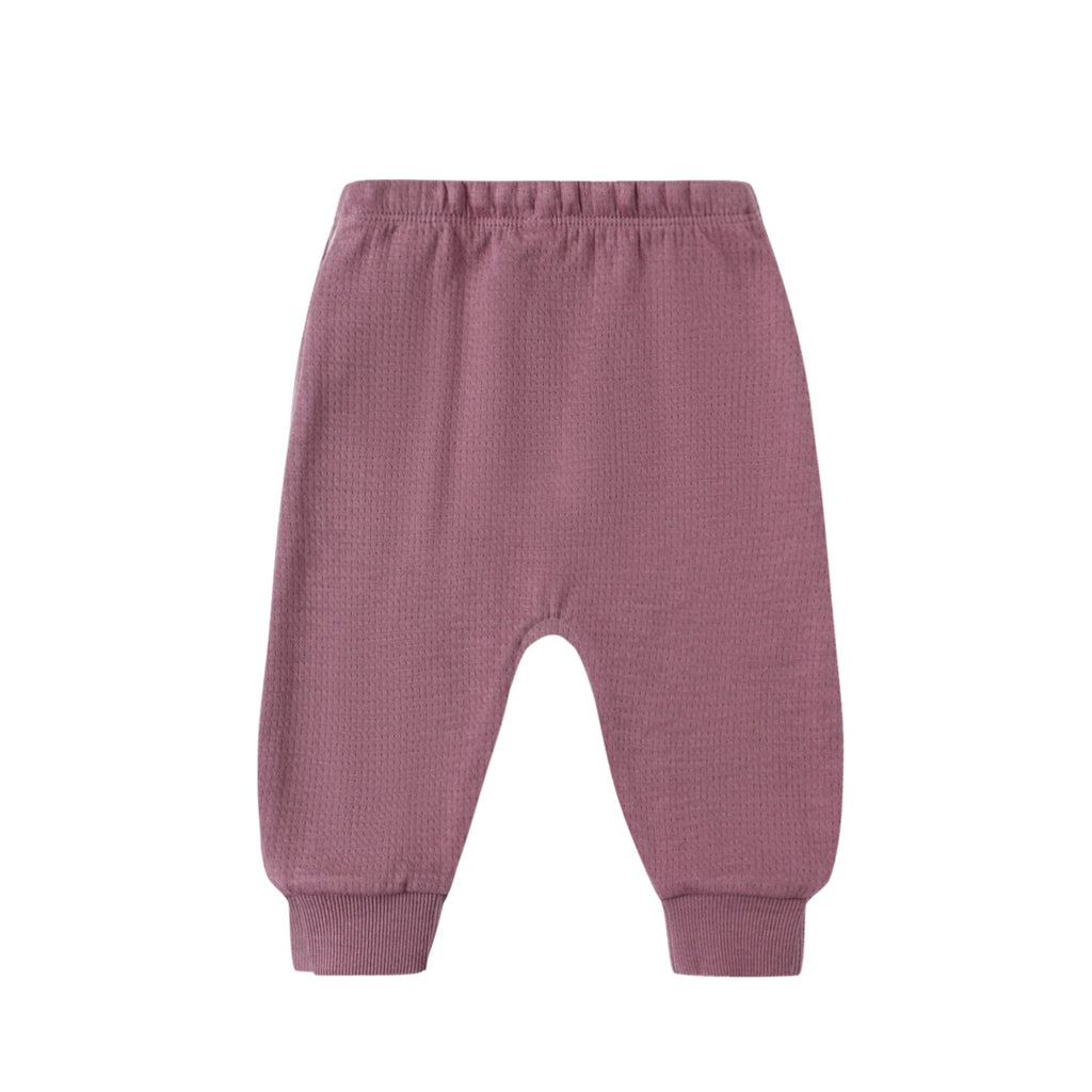 Quincy Mae - Organic Pointelle Sweatpants - Mulberry-Bottoms-0-3M-Posh Baby