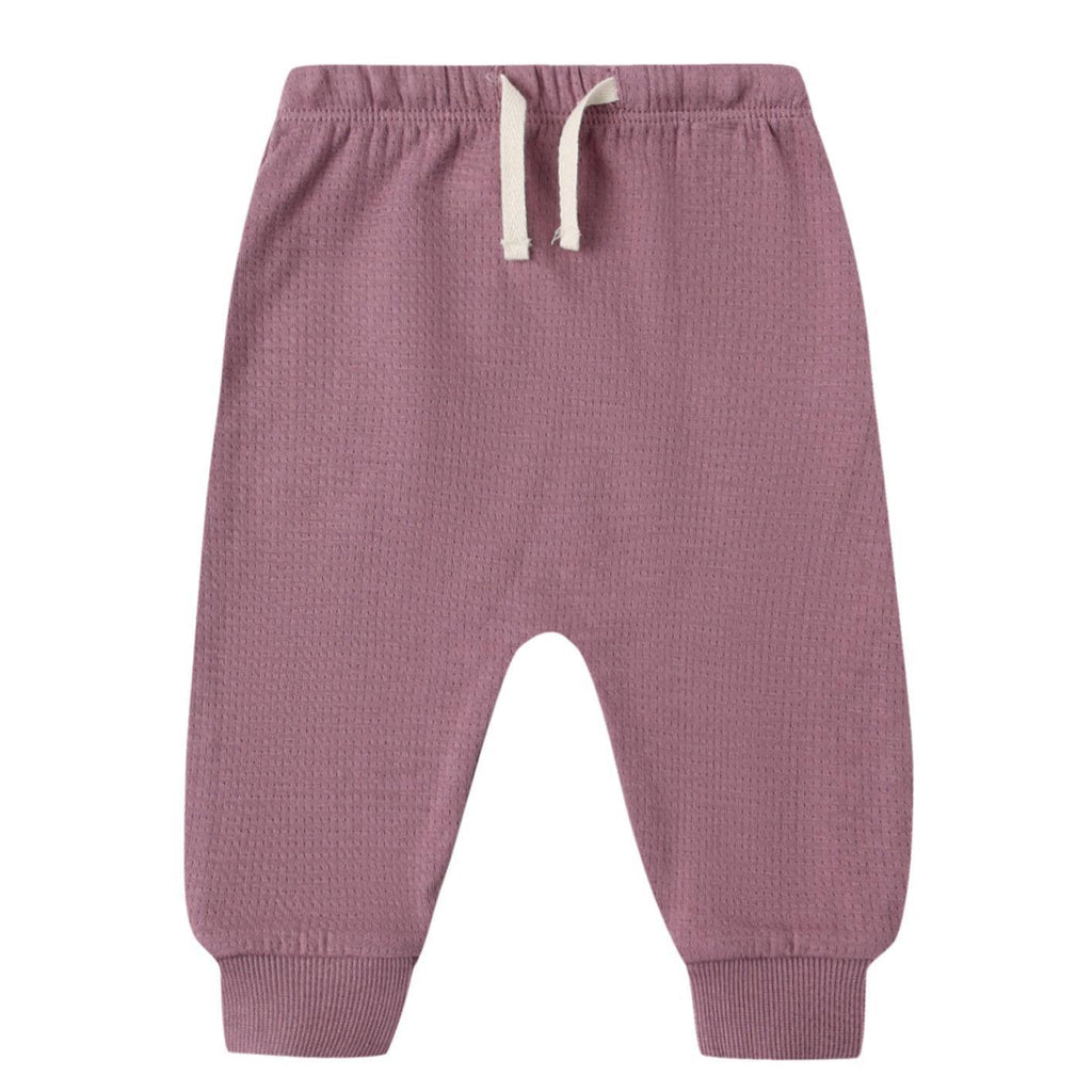 Quincy Mae - Organic Pointelle Sweatpants - Mulberry-Bottoms-0-3M-Posh Baby