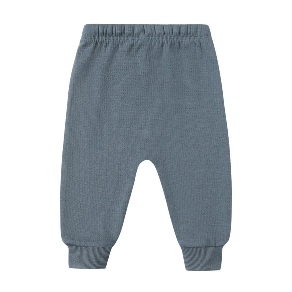 Quincy Mae - Organic Pointelle Sweatpants - Ocean-Bottoms-0-3M-Posh Baby
