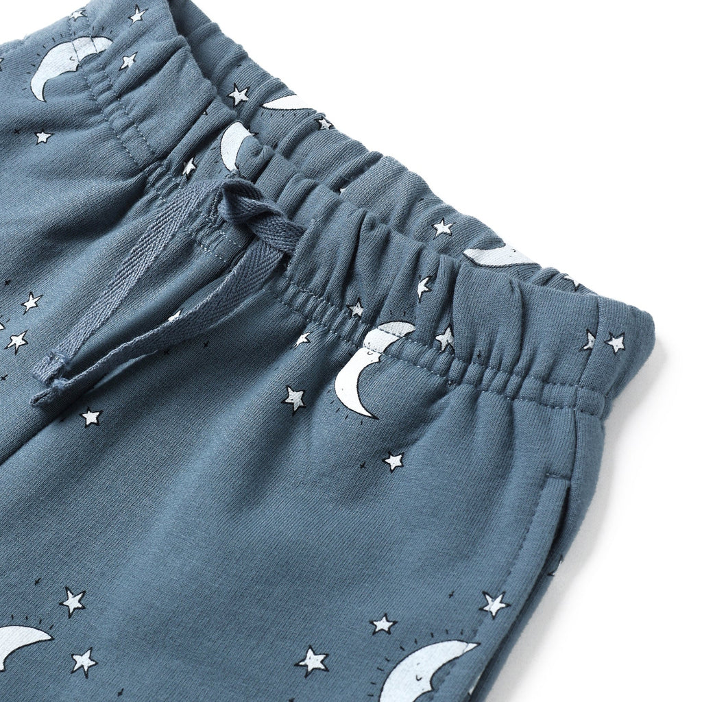 Quincy Mae - Organic Relaxed Fleece Sweatpant - Silver Moons-Bottoms-0-3M-Posh Baby