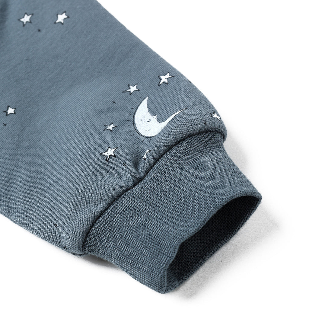 Quincy Mae - Organic Relaxed Fleece Sweatshirt - Silver Moons-Long Sleeves-0-3M-Posh Baby