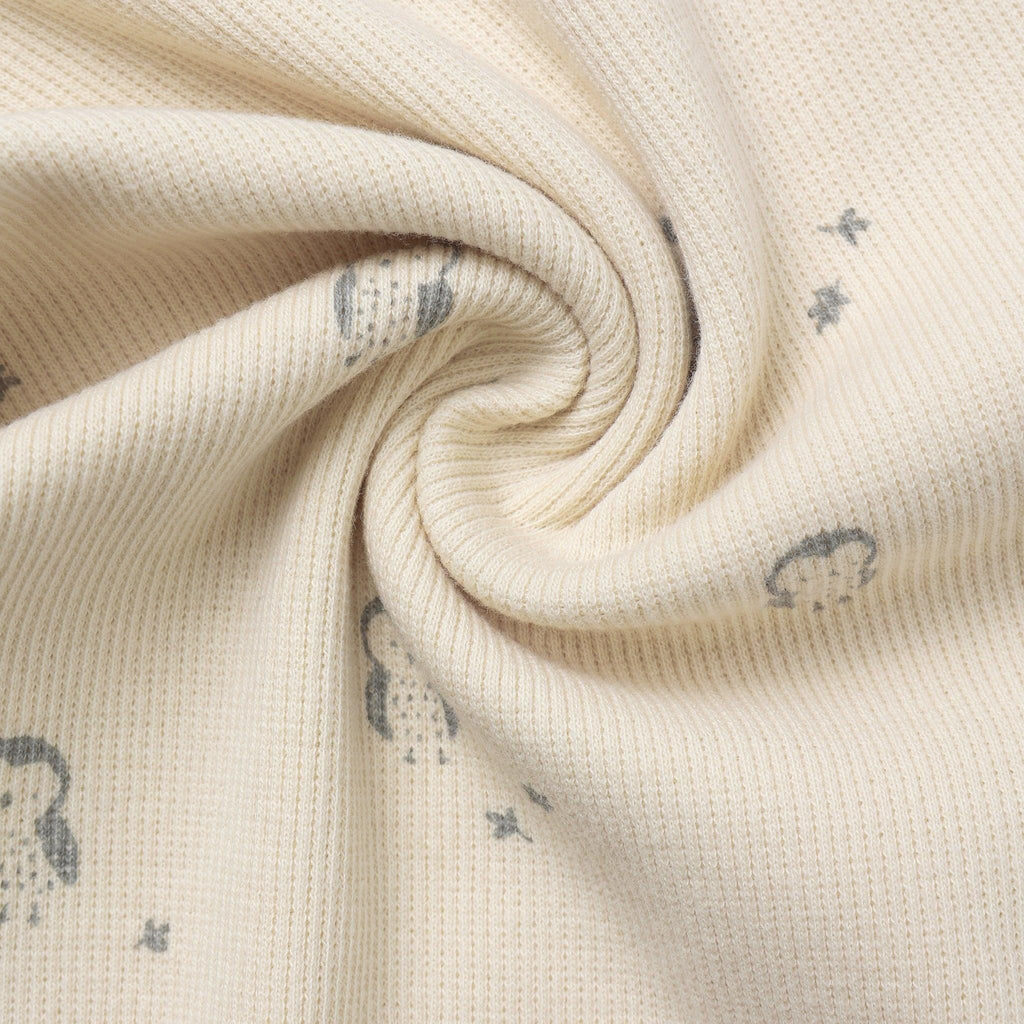 Quincy Mae - Organic Ribbed Long Sleeve Bodysuit (2-Pack) - Steel Blue Stripe + Owls-Onesies-Newborn-Posh Baby