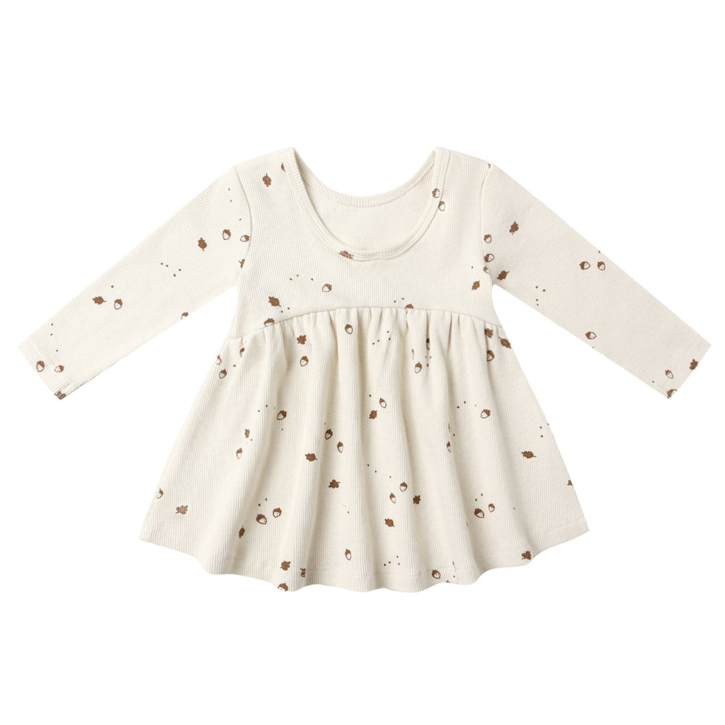 Quincy Mae - Organic Ribbed Long Sleeve Dress - Acorns-Dresses-0-3M-Posh Baby